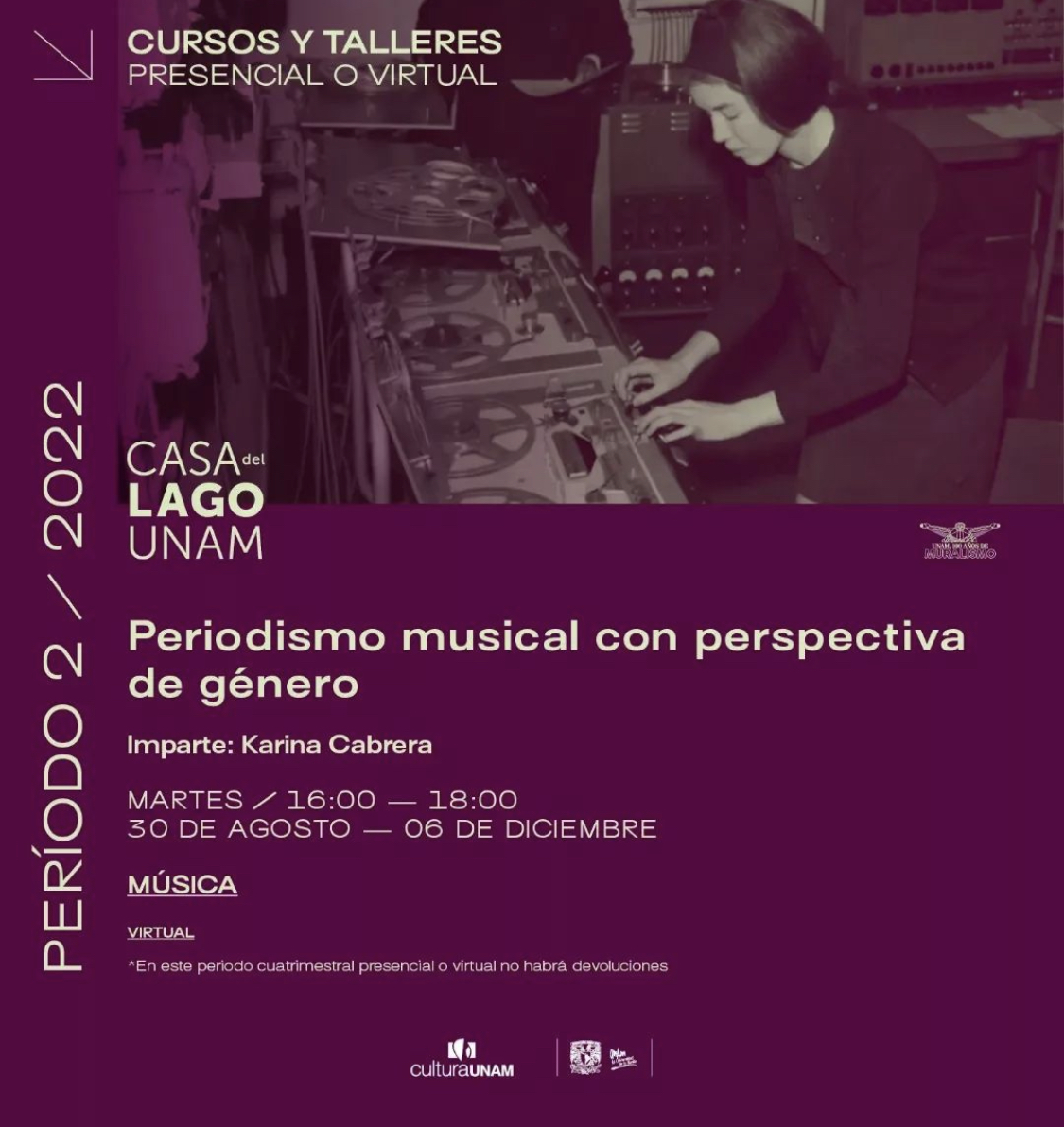 indierocks's tweet photo. .@Sonoridadmx 💜 || Las inscripciones para el curso de Periodismo Musical con Perspectiva de Género impartido por @karipunk en @CasadelLago siguen abiertas. 

https://t.co/L4s32fIDNH https://t.co/aFjJF9KUFJ