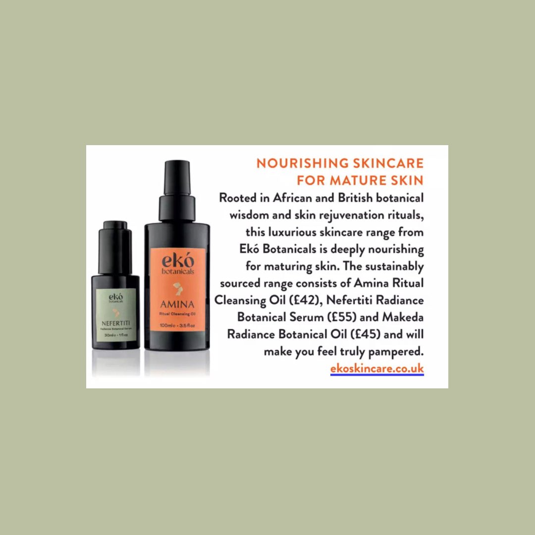BotanicalsEko's tweet photo. Delighted to see Amina Ritual Cleansing Oil and  Nefertiti Radiance Botanical Serum recommend in July issue @kindredmagazine https://t.co/x60GVDmqa7