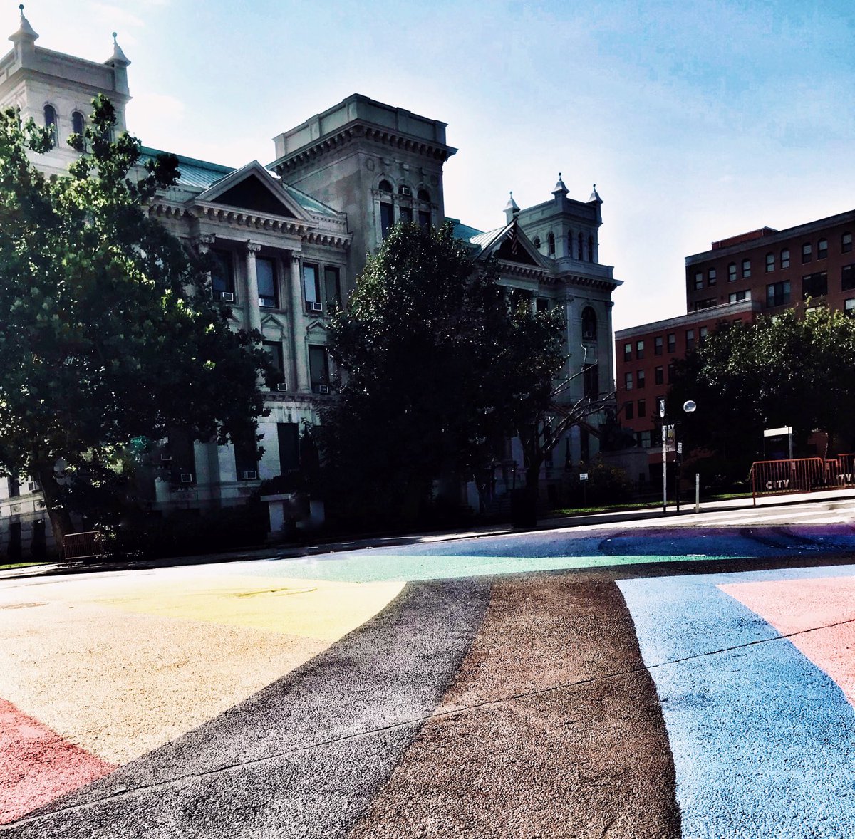 ANO07's tweet photo. August is NJ Pride Month. ⁦@JerseyCity⁩ #njpride #jcpride #rainbowflag #jccityhall #nj #newjersey #august #jerseycitynj https://t.co/ru9P85jPFD
