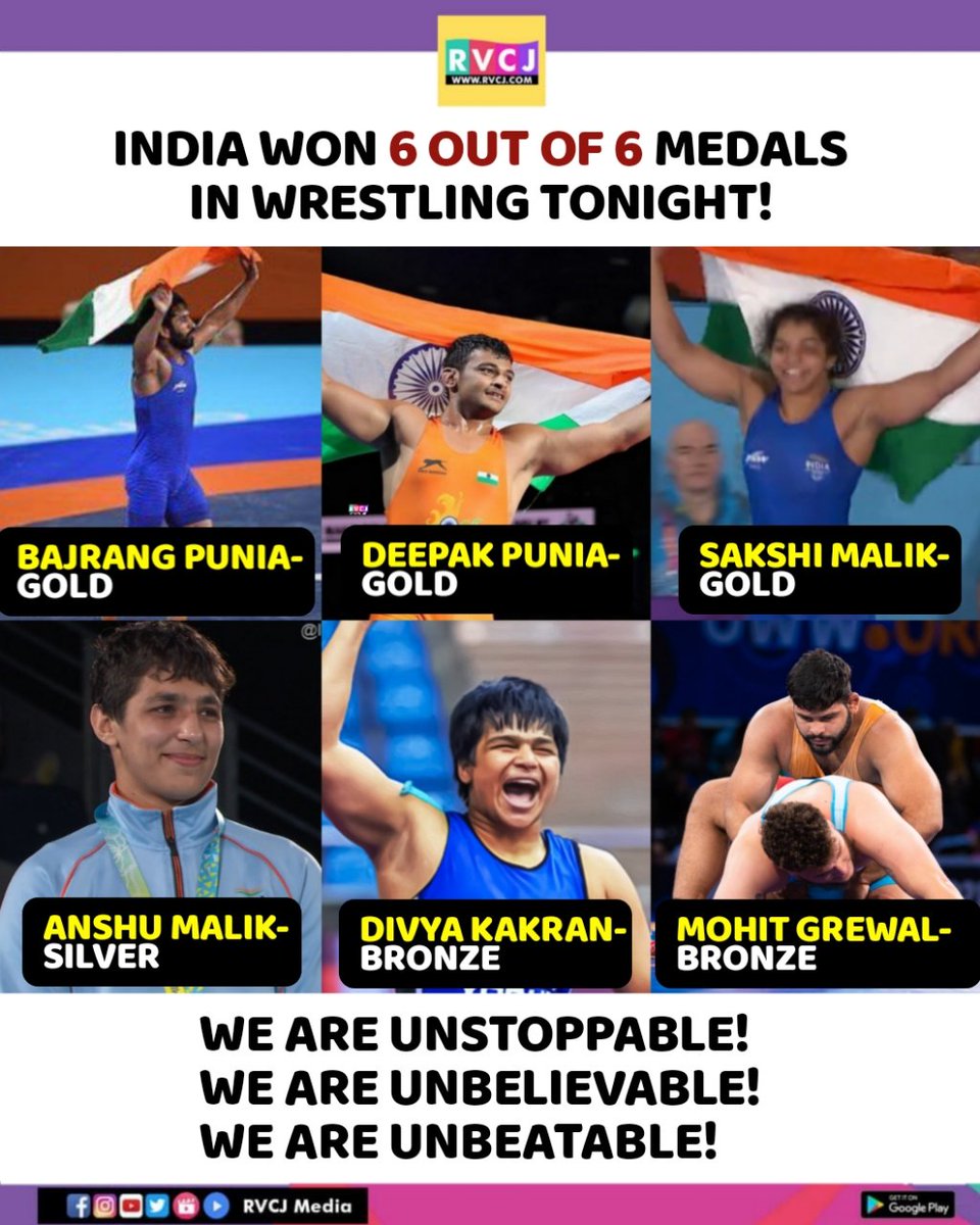 WE CAME, WE SAW, WE CONQUERED! 

#BajrangPunia #DeepakPunia #sakshimalik #anshumalik #divyakakran #mohitgrewal #CommonwealthGames2022