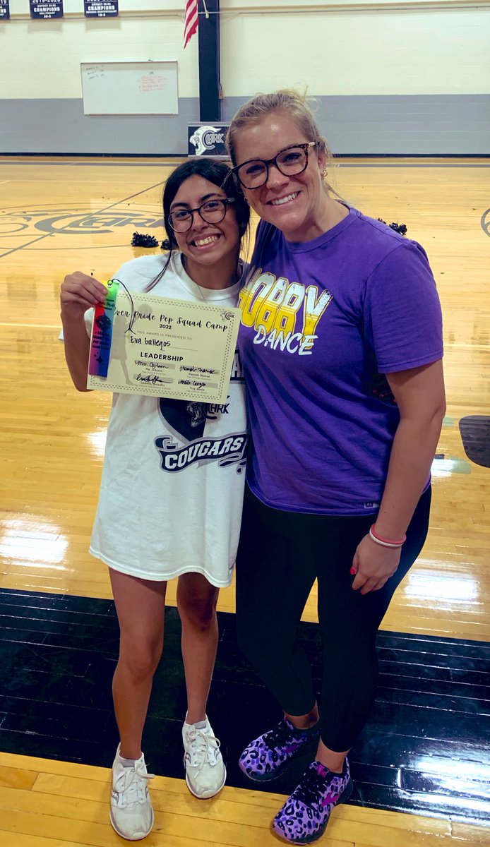 So proud of this former Hawk getting a Leadership award at <a href="/CHSSilverPride/">Clark Silver Pride Pep Squad</a> camp show! Keep it up, Eva! <a href="/HobbyGirlsATH/">Hobby Girls’ Athletics</a>