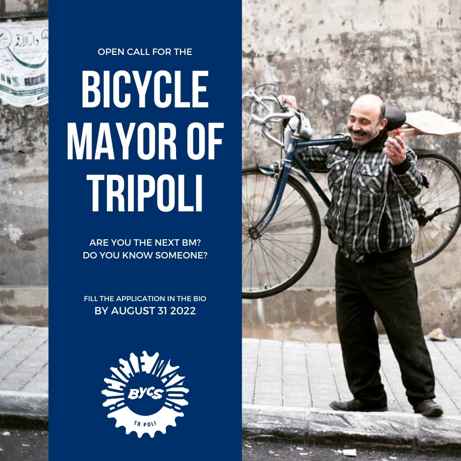 bmtripolilb's tweet photo. هل تعرف شخصاً قد يكون مرشحاً جيداً ليكون عميد الدراجات الهوائية في طرابلس؟ املؤوا الإستمارة الموجودة في الاسفل وسنعاود الاتصال بكم.
Are you, or do you know someone that is, fit to be the next bicycle mayor of Tripoli? Fill the application below.

https://t.co/dN6jkjp0Ld https://t.co/PYyCoisAbV
