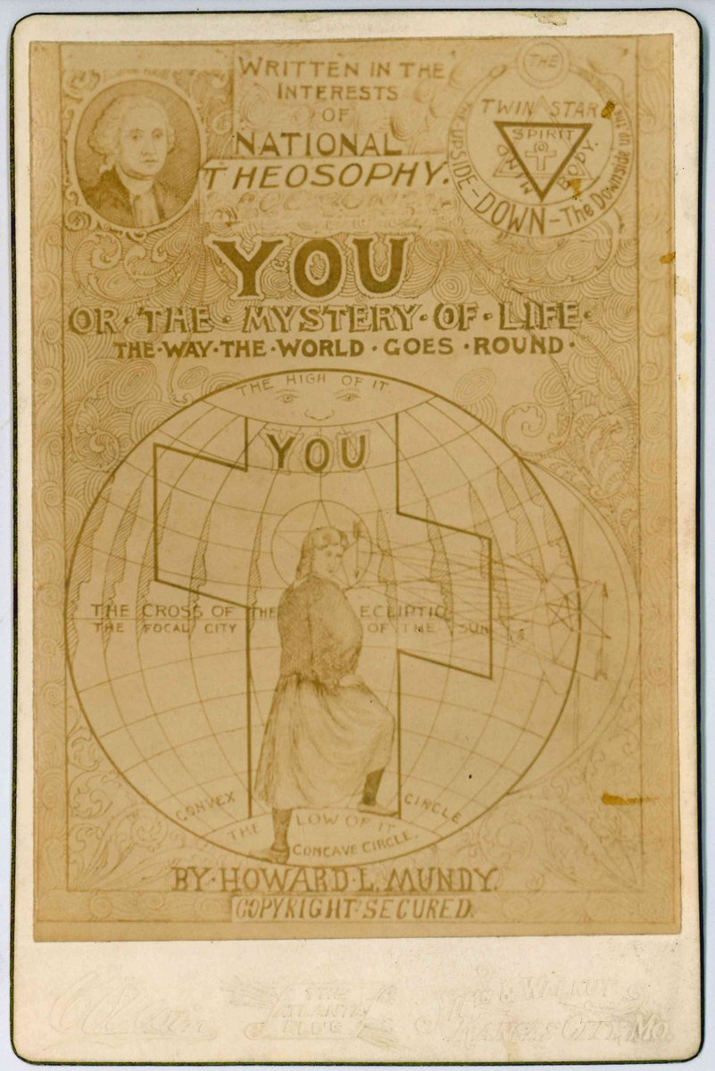 SCRC_at_SIUC's tweet photo. Purported book cover sent as a cabinet photo to the Open Court Publishing Company in 1896. The author included a four-page description of this image. Mundy was a Kansas City dentist who killed himself in 1900. https://t.co/FLItUDbapX https://t.co/3zPf8kzhsn