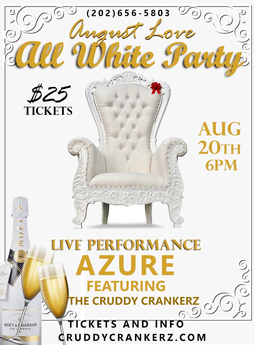 Azure_LiveBand's tweet photo. The flyers keep rolling in #allwhiteparty #DC #azurelive #cruddycrankerz #livebands https://t.co/BLetqsh2rr