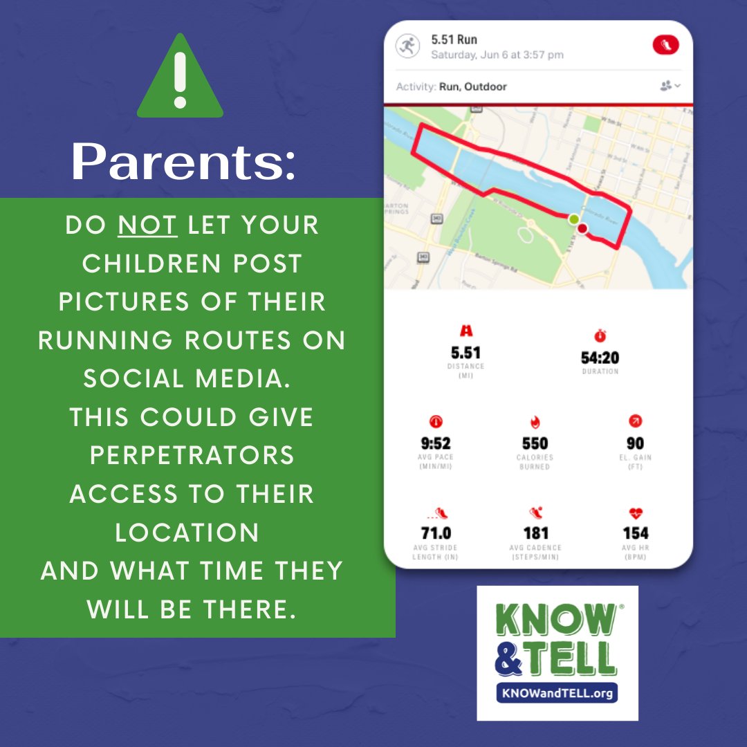 njcainc's tweet photo. Child safety tip: keep your child's runs safe by teaching them to keep their routes off of social media!

#childabuseprevention https://t.co/kL94z3FZYu