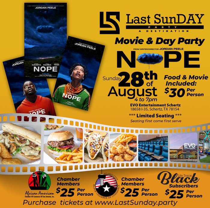 August is Black Business Month and we are hosting a watch party for the movie "Nope" by Jordan Peele. Join us for a Day Party and Movie on Sunday, Aug 28th from 4 pm to 7 pm. Get your tickets now as seating is limited. 
RSVP: acbcc-movie-day-party.eventbrite.com 
#business #networking
