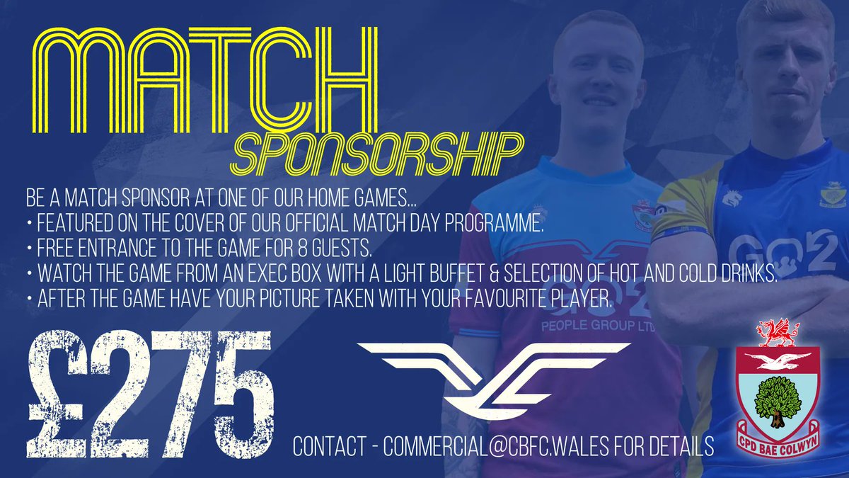 Looking for a unique and memorable way to experience a football game? Why not become a Match Sponsor for Colwyn Bay Football Club? Don't miss out – contact commercial@cbfc.wales to book your place! #colwynbay #oldcolwyn