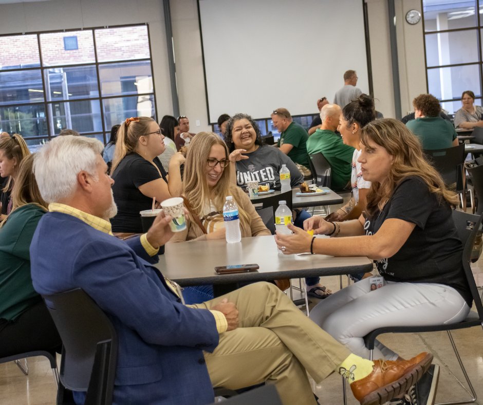 USD305's tweet photo. Today, District friends and colleagues gathered together for our Back to School All-Staff Meeting! It was great having everyone come together to start this day that is full of preparations to welcome students back! #305GrowsGreatness https://t.co/V81eYQMLc8