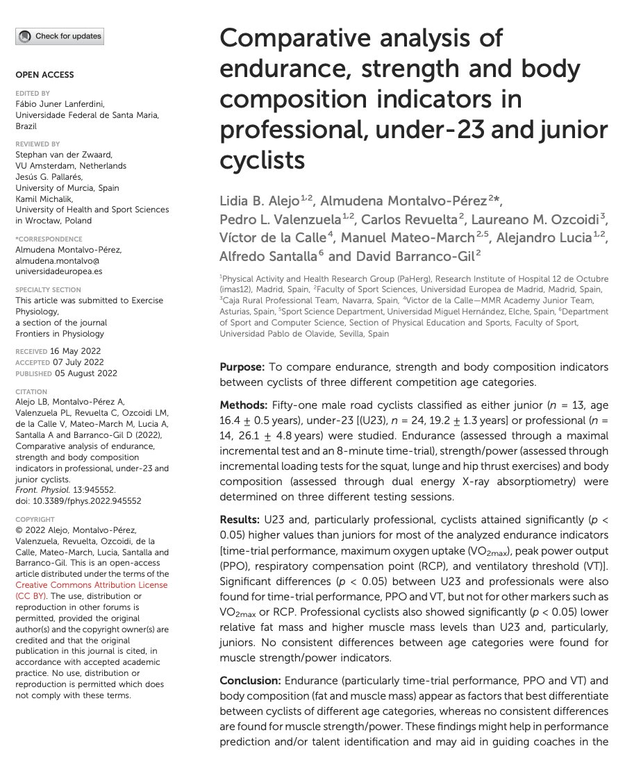 🛎 New Paper published: Comparative analysis of endurance, strength and body composition indicators in professional, U23 and junior 🚴
.
<a href="/Mune_FitStudio/">Almudena Montalvo</a> <a href="/pl_valenzuela/">Pedro L. Valenzuela</a> <a href="/RevueltaC/">Carlos Revuelta</a> <a href="/mmateo_march/">Manuel MATEO-MARCH</a> <a href="/AlfredoSantalla/">Alfredo Santalla</a> #lidiabalejo #laure #victordelacalle #alucia
.
frontiersin.org/articles/10.33…
