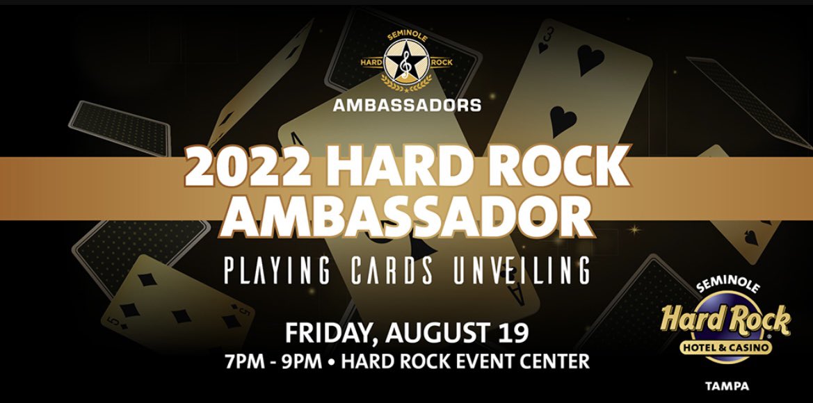 trrhdactyl's tweet photo. I’m so excited to announce
our 2022 Seminole Hard Rock Ambassador Playing Cards &amp; Unveiling 🙌🏼
🗓 Friday, August 19th
📍Event Center @SHRTampa 
⏰ 7:00pm
🎤 Brian Fink @brianfink 
🎧 DJ Goofy White Kid @djgoofywhitekid 
🐶🐱🐰All proceeds will go towards @HumaneTampaBay https://t.co/k7raIV0rVb