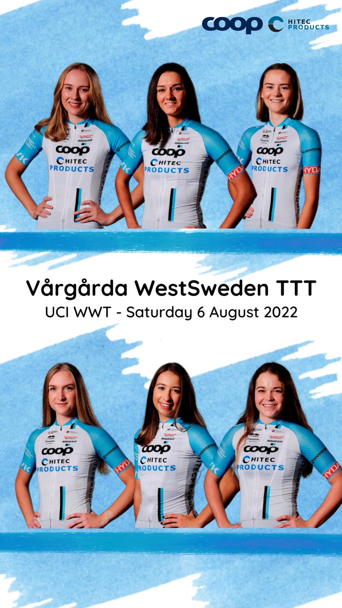 Team Coop - Hitec Products for the Vårgårda WestSweden TTT (<a href="/UCI_WWT/">UCI_WWT</a>):

🇸🇪 <a href="/Carolin68027698/">Caroline Andersson</a>
🇳🇱 <a href="/sylvie_swinkels/">Sylvie Swinkels</a>
🇳🇴 @HoleMohr
🇳🇴 <a href="/iversen_ane/">Ane Iversen</a>
🇳🇱 <a href="/EmmaBoogaard/">Emma Boogaard</a>
🇳🇱 <a href="/NicoleSteigenga/">NicoleSteigenga</a>

#VargardaWWT