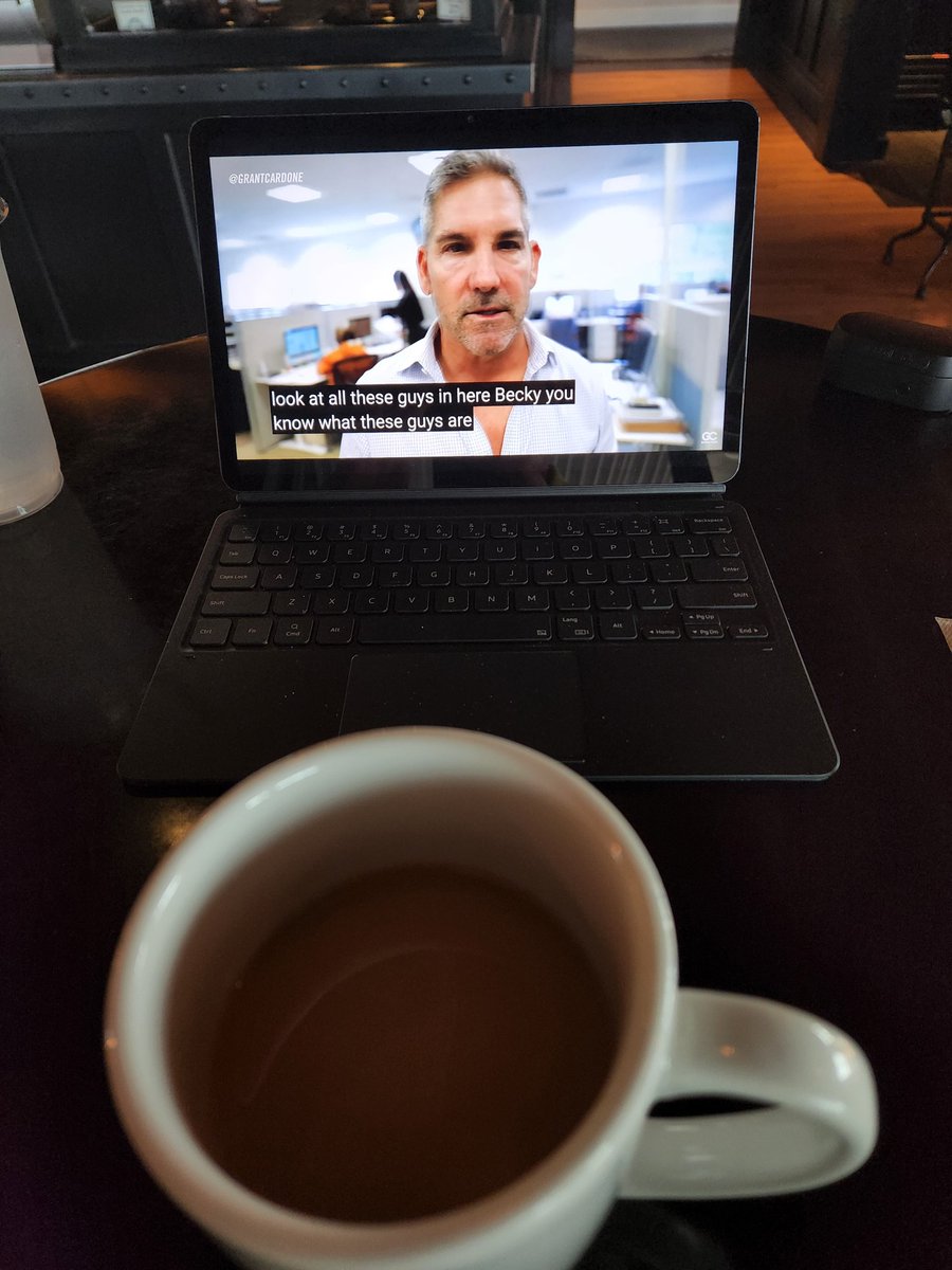 BenitzC21's tweet photo. Coffee is for closers! 1 today, 1 later this month, then hold on for a BIG September. Meanwhile, taking my weekly break to get my mind right, &amp; motivation, with @GrantCardone. @natalliedawson https://t.co/sVoSIz5Ocg
