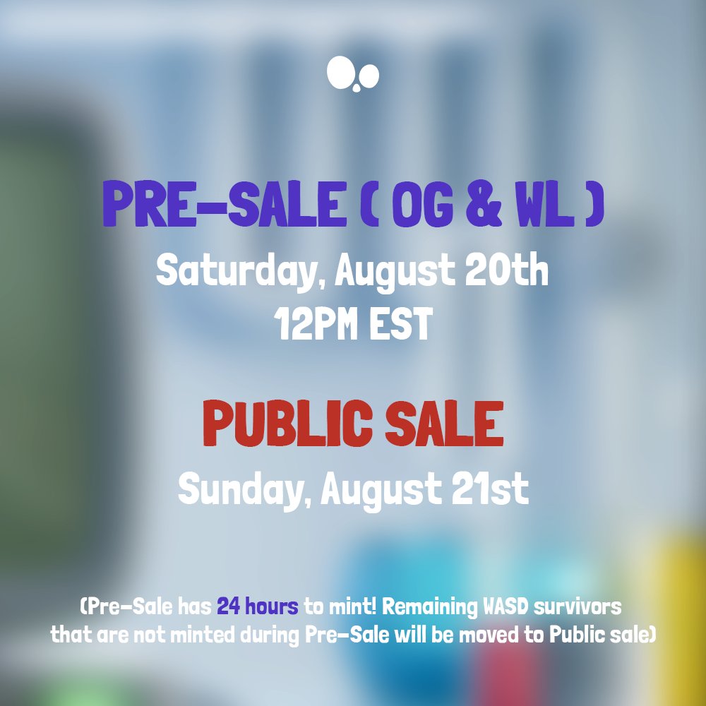 MARK YOUR CALENDAR SURVIVORS 🚨

Our official mint date is HERE 🔥

Turn on your notifications 🔔

#WASD #Weallsurvived #freemint #LFG #WAGMI