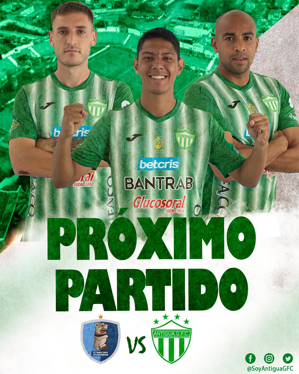 ‼️Próximo Partido‼️ Estamos listos y preparados para este desafío ⚽ 📍Estadio Municipal Santa Lucía Cotzumalguapa 🗓️ Domingo 7 de Agosto 🕛 11:00 HRS #AntiguaGFC #VamosPanzaVerde #VamosAguacatero #VamosAntigua #VamosPanzasVerdes  #AntiguaGFC #SoyAntiguaGFC