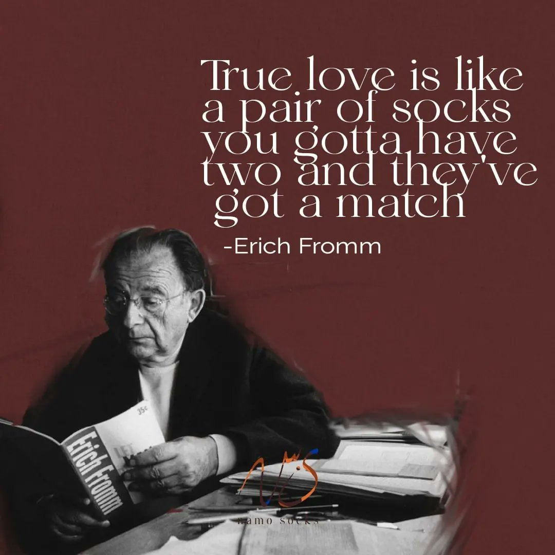 NamoSocks's tweet photo. True love is like a pair of socks
you gotta have two and they've
 got a match

Erich Fromm
Do you agree?

#namosocks #kurdishbrand  #smartwool #socksqoute #erichfromm  #truelove #art #phlosophy #powerfull https://t.co/9iOUSE9rP4