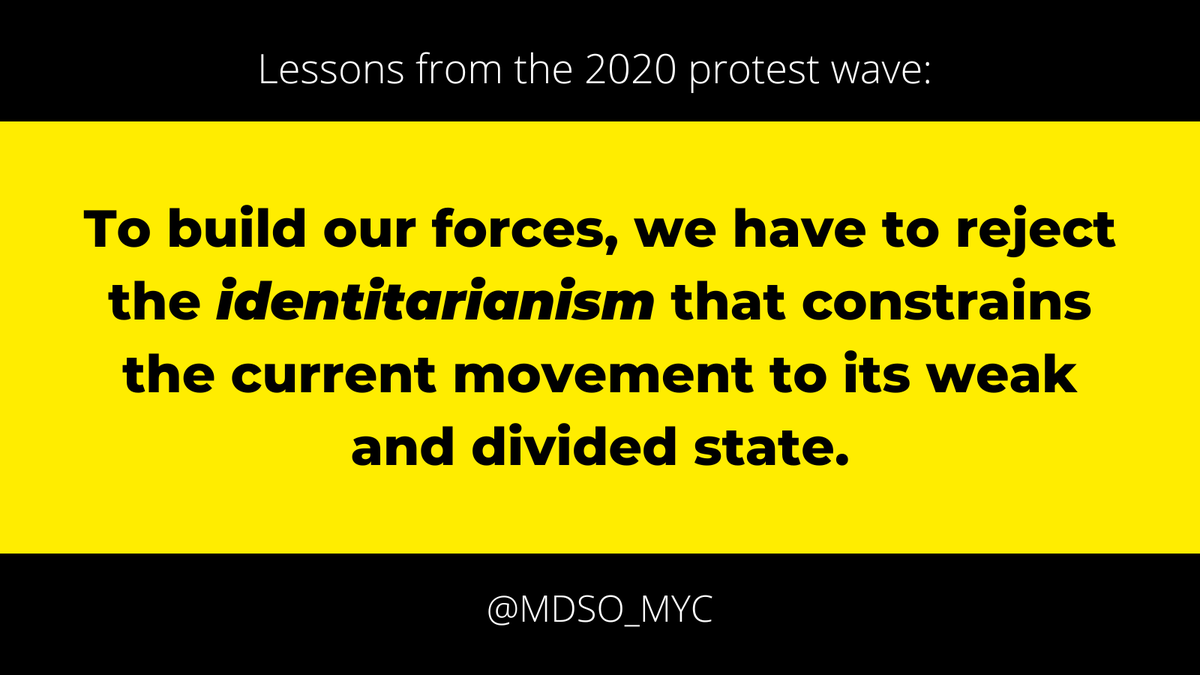 MDSO_NYC's tweet photo. The conclusion of our assessment of the #2020protests:
Our work must be committed to political maturity and independence for the working class from the beginning — against reformism that merely renegotiates a social contract with the ruling class... https://t.co/9LGsEym9Je