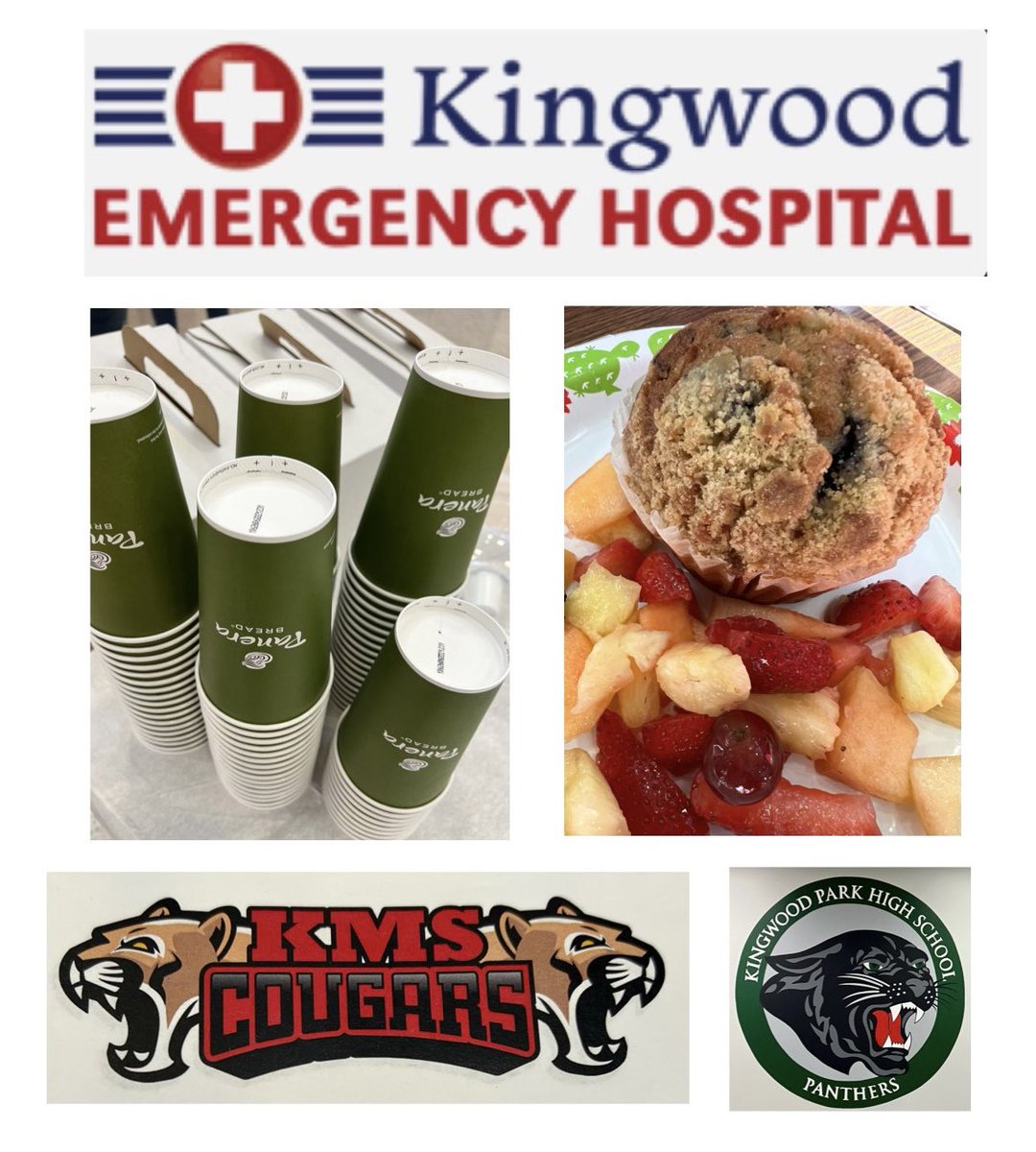 Breakfast Matters!!🥯Thank you so much @Kingwood247ER  for the wonderful <a href="/panerabread/">Panera Bread</a> breakfast!🍇🍓🫐We love our <a href="/HumbleISD_KMS/">Kingwood Middle</a> partnership!Also, thank you <a href="/HumbleISD_KPHS/">Kingwood Park HS</a> for your hospitality &amp; housing our Inservice week!❤️💚 #KMSCougarPride #BreakfastClub #WeAreFamily
