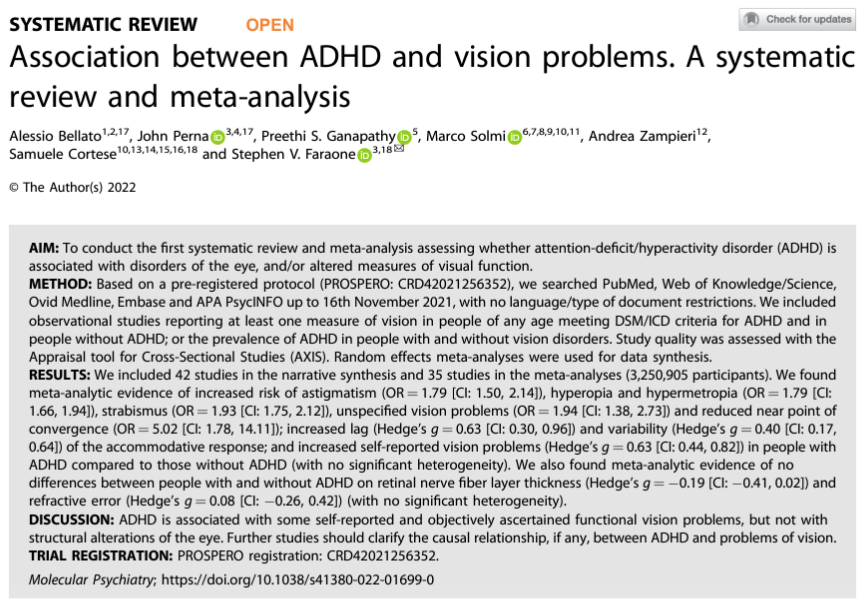📢New Paper out in <a href="/molpsychiatry/">molecularpsychiatry</a>! 
We found that ADHD is associated with several vision problems, but not with structural/anatomical alterations of the eye, raising important questions for clinical practice and research.
📖doi.org/10.1038/s41380…
