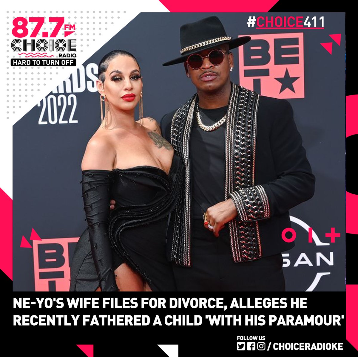 choiceradio_ke's tweet photo. Ne-Yo's wife is putting an end to the couple's marriage; filing for divorce, and claiming the singer recently fathered a child with another woman.
#Choice411 https://t.co/97lpqqjEv0