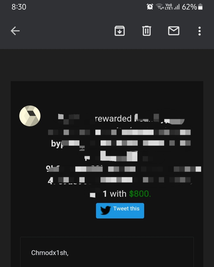 chmodx1sh's tweet image. Thank you radhakrishna💜
Highest one till now.
@Bugcrowd ❤