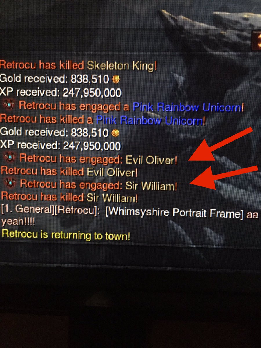 efeertugrul_'s tweet photo. I have just found "whimsyshire portrait" today and guess what "evil oliver" and "sir william" spawned at the same time! So if i were quit when i saw "evil oliver" spawned i would've never found that rare portrait @Diablo #diablo3 look at the photos i took: https://t.co/F4oxLqaEaG