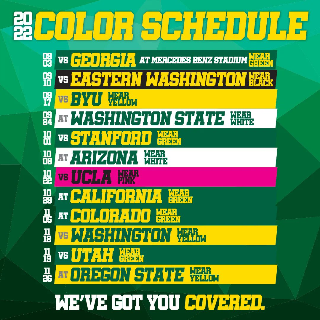 The Duck Store on Twitter: "JUST DROPPED: The 2022 Game Color Schedule ...