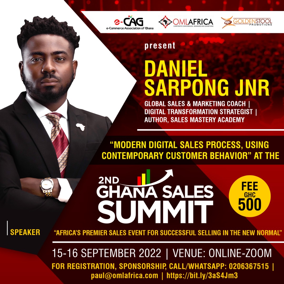 paulasinor's tweet photo. Join Daniel Sarpong Jnr @daniel_sarpong7  at the 2nd Ghana Sales Summit as he speaks on the Topic : "Modern Digital Sales Process, Using Contemporary Customer Behavior"
Sales| New Normal | Profits 
Register https://t.co/ly7tTkGkBR https://t.co/QQwnqeT9KT