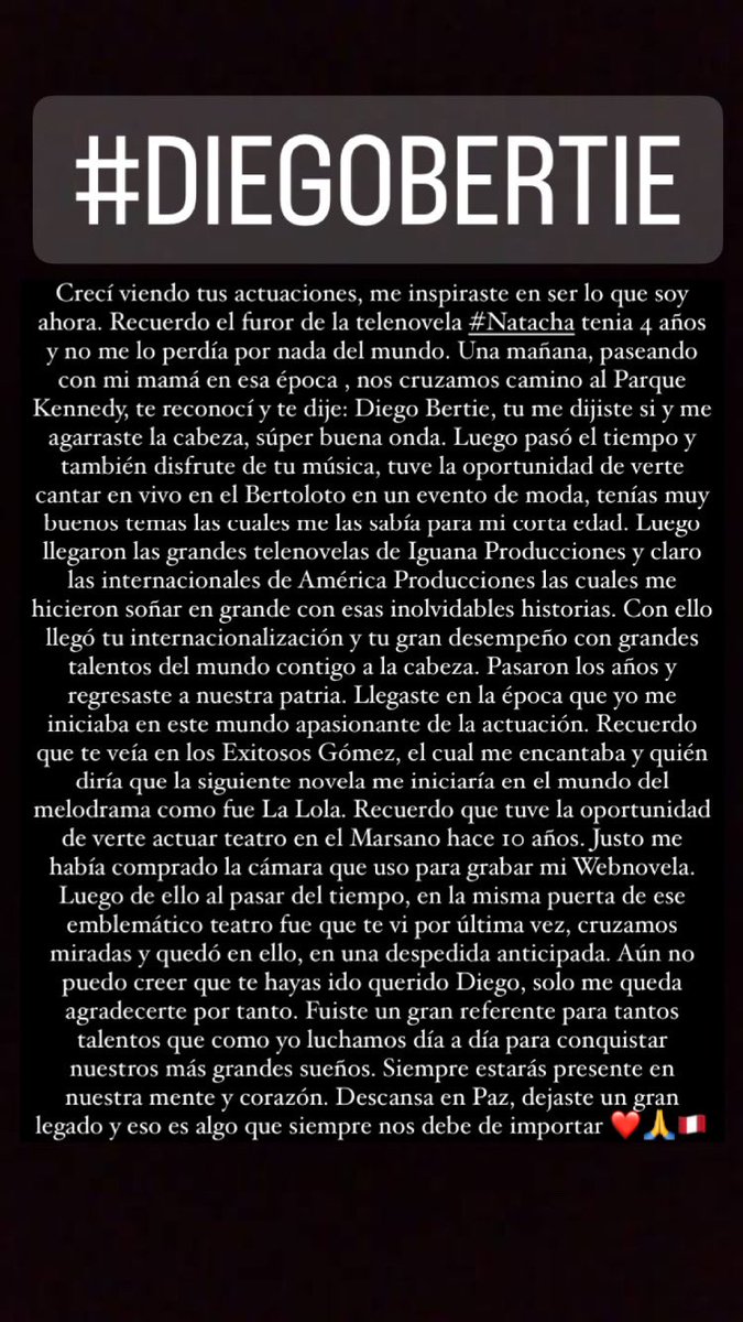 CarlosAmbro's tweet photo. Triste por tu partida. Descansa en Paz querido #DiegoBertie ¡Muchísimas Gracias por tanto legado! https://t.co/xfC0g8Bi6L