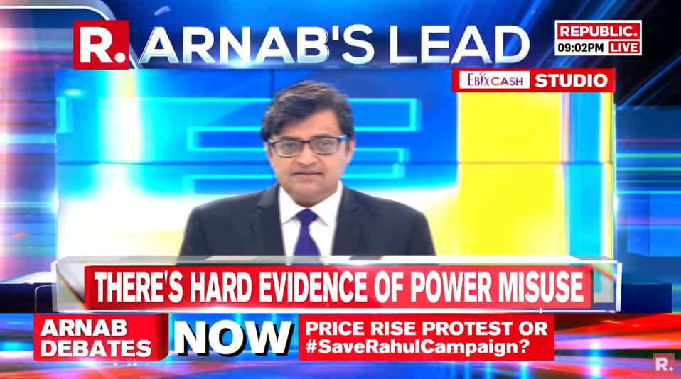 republic's tweet photo. Was the Vadra-Congress protest about 'price rise' or was it a #SaveRahulCampaign? Fire in your views and watch Arnab #LIVE here - https://t.co/gcmd2tbZBR https://t.co/M0a3XU2Lsf