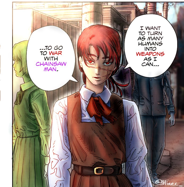 Hirec_'s tweet photo. New colo 
Chainsaw Man chap. 100 by Fujimoto
Made by myself, @Hirec_ 
❤️&amp;🔁
-
-
-
#chainsawman #makima #denji #csm #asa #asamitaka #wardevil #yoru  #chainsawmanpart2 #chainsawman101 #チェンソーマン #csm101 #colo #chainsawmanfanart #fujimoto #manga #チェンソーマンファンアート投稿 https://t.co/N7tIsiATyQ
