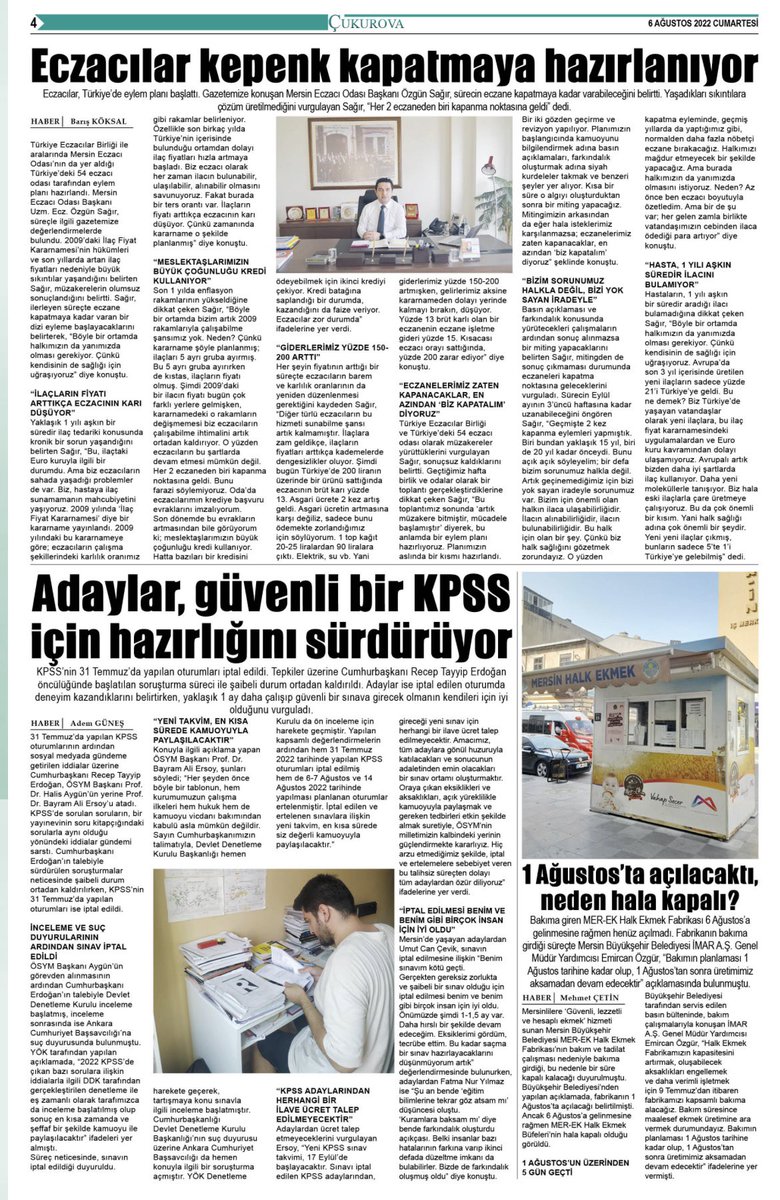 ‘’HER İKİ ECZANEDEN BİRİ KAPANMA NOKTASINA GELDİ!’’

Çukurova Gazetesinde çıkan haberimiz: ⬇️⬇️

cukurovagazetesi.com/mobil/20285/ec…