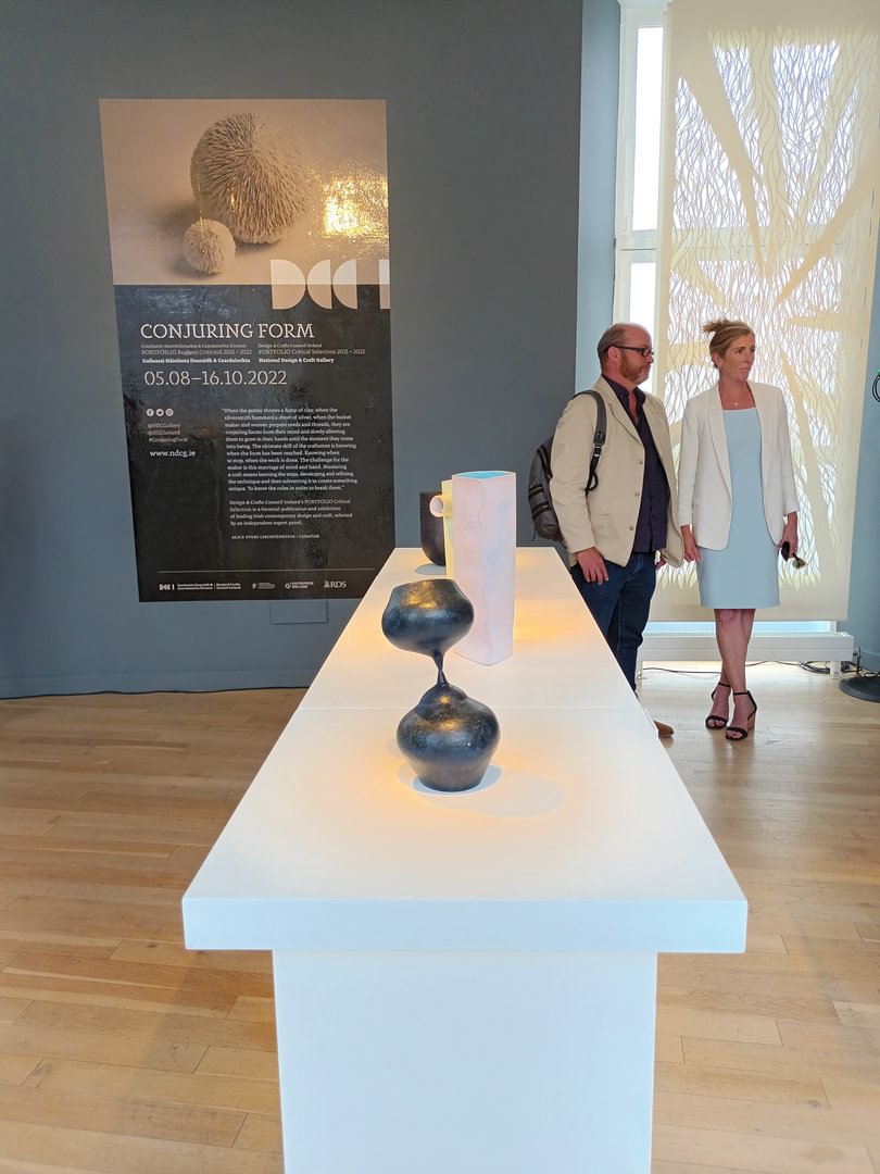 DCCIreland's tweet photo. Thank you to @noonan_malcome for opening the Conjuring Form exhibition this afternoon at the National Design & Craft Gallery. We were also delighted to launch our new publication Irish Craft Heroes 50 Makers x 50 Years. #ConjuringForm #IrishCraftHeroes https://t.co/O3TidSOA2C