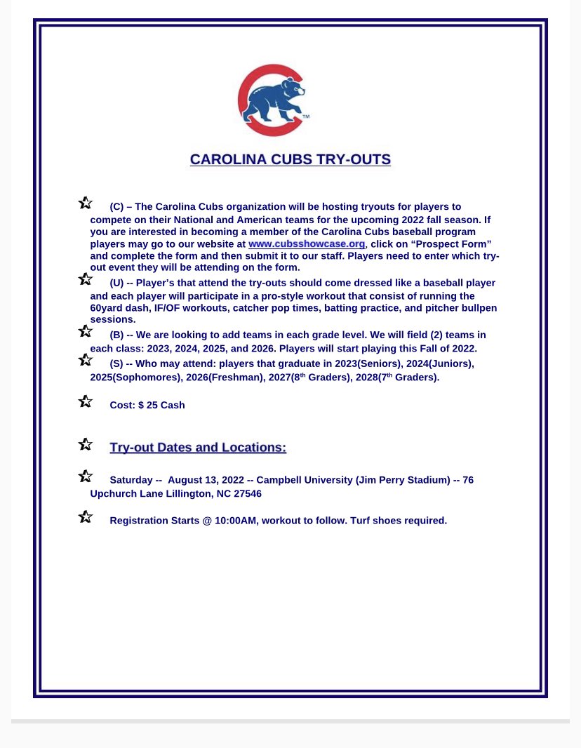 Carolina Cubs tweet media