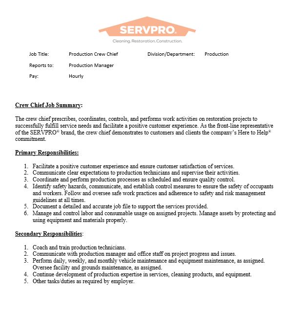 Servpro_PC's tweet image. New positions added, we are also in need of Movers, as well as Crew Chiefs, as well as Production!