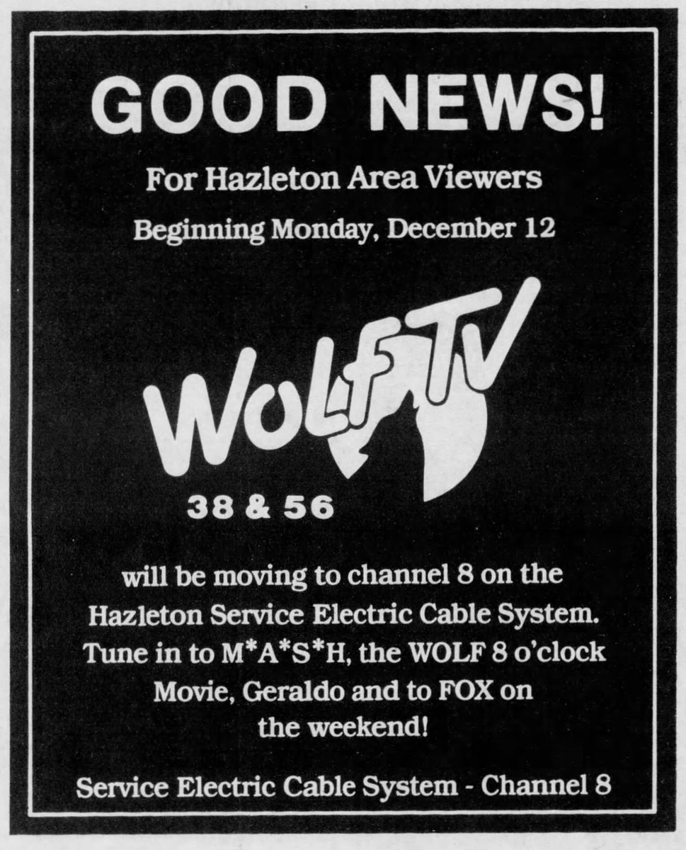 soylentstuff's tweet photo. Wolf TV
December 9, 1988 https://t.co/82KOFDfDzy
