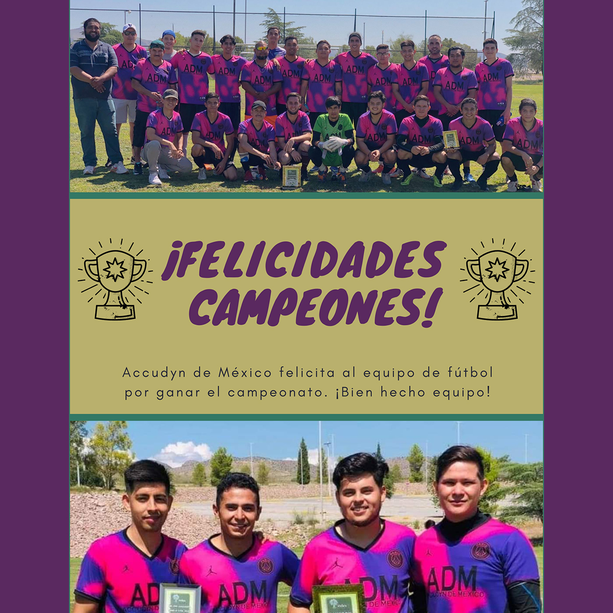 accudyn's tweet photo. #FeelGoodFriday #FelicidadesCampeones Congratulations to the Accudyn de Mexico (ADM) soccer team for winning their 2022 tournament championship! Is it still possible to get one of those shirts if you're not on the team? #AskingForAFriend https://t.co/ldVQLUFk7R