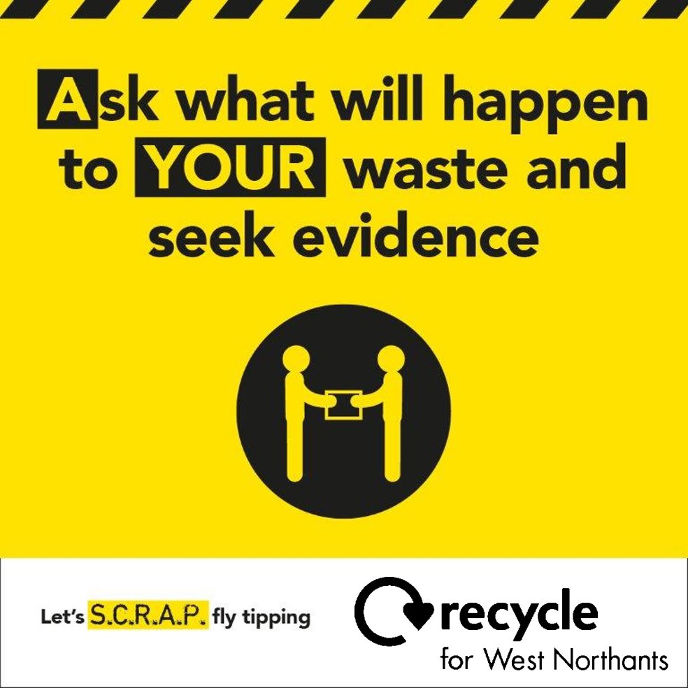 RecycleNptshire's tweet photo. Found someone with a van to take away your rubbish? Remember you need to check where it's going. If it gets fly tipped you can be held responsible and could be fined. Your waste is your responsibility.
#SCRAPFlyTipping #CheckTheDetails https://t.co/egjDclmemH