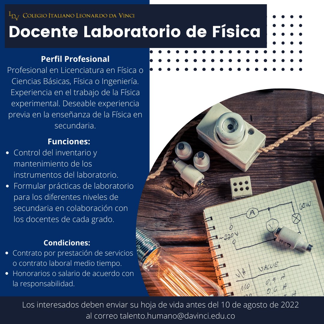 davincibogota's tweet photo. ¡Información importante! ☝🏻⚠️

En nuestro Colegio estamos buscando los siguientes perfiles. Si cumples con alguno, envíanos tu hoja de vida al correo talento.humano@davinci.edu.co

#TrabajoSíHay https://t.co/GTd5ASLGxL