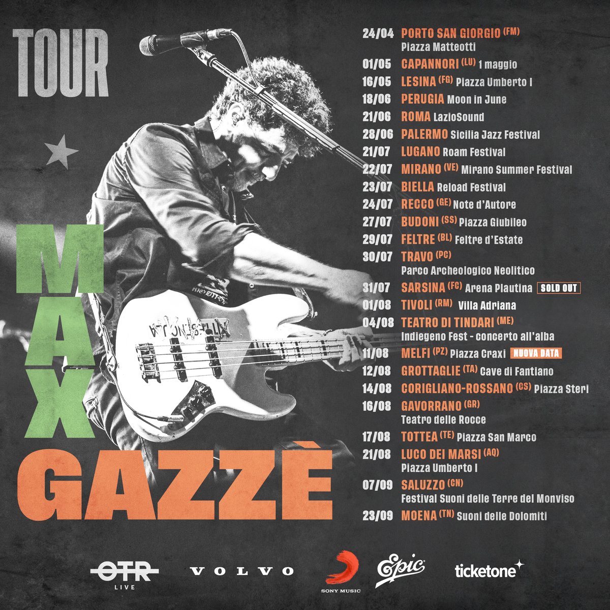 OTRlive's tweet photo. Altro giro, altra corsa! Il tour di @MaxGazze è in continuo aggiornamento ✨

Stay tuned! 💚

Info su https://t.co/aHwc8qwELw

@VolvoCarIT @Epic_Records @SonyMusicItaly 

#MaxGazzè #OtrLive https://t.co/vdrTHHELko