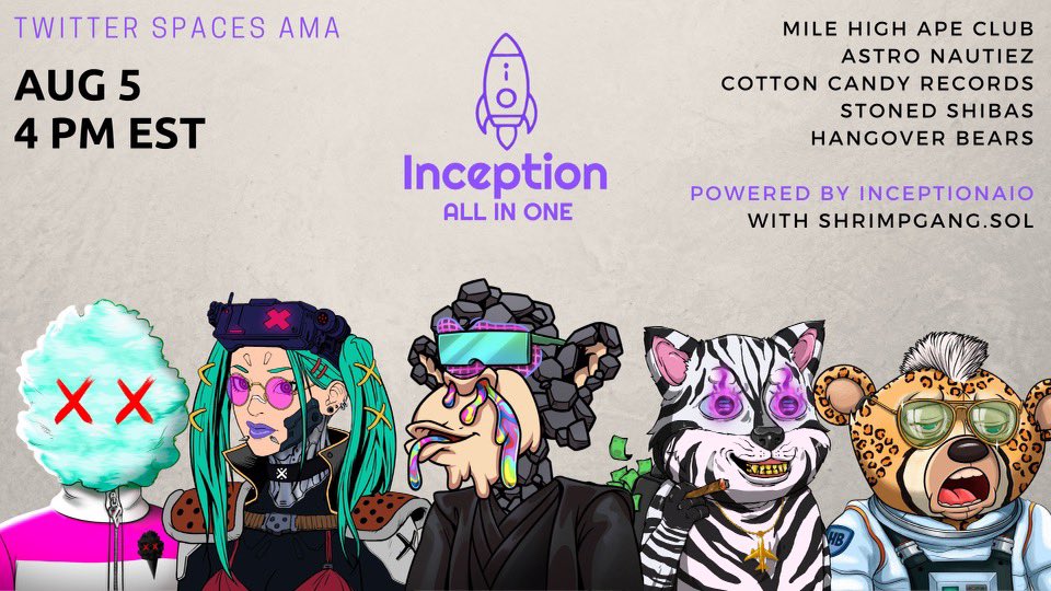 jake_eckhaus's tweet photo. 4pm EST @InceptionAIO @cottoncandyrecs 

Come join in on the  #TWTTERSPACE this afternoon https://t.co/opn6FT5nV8