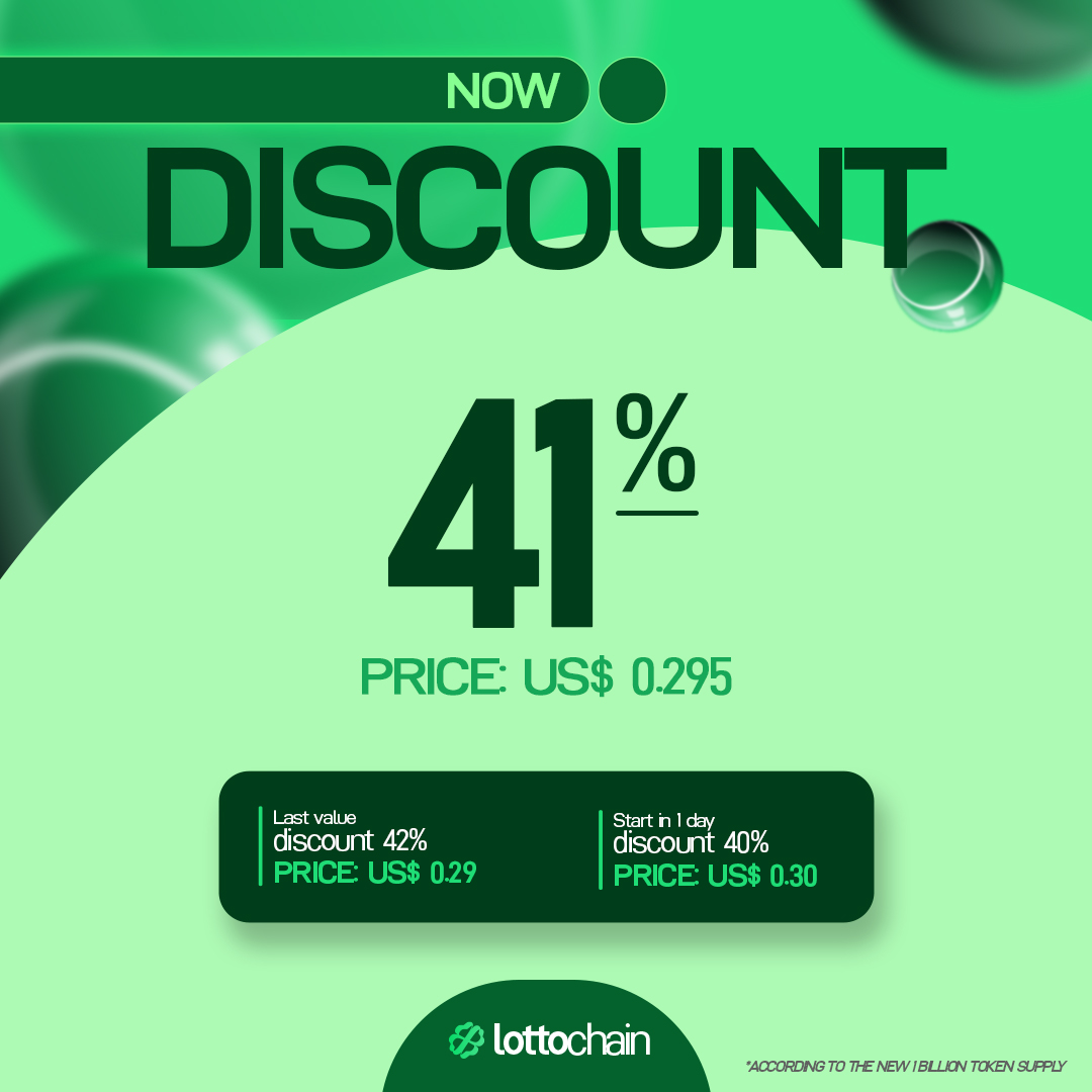 LottoChain_App's tweet photo. NOW THE $LTT HAS 41% OFF

🍀 $LTT PRICE: US$ 0.295

(According to the new 1,000,000,000 token supply)

#L2E #LuckToEarn #blockchain #Lottery #LTTtoken #ICO #DecentralizedLottery https://t.co/b6oMjC1HIc