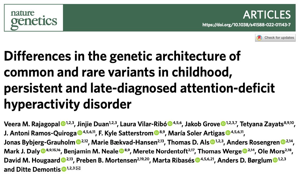 Please to inform that my postdoc work with my wonderful supervisors @DemontisDitte and @AndersBorglum is now published in @NatureGenet . This paper marks an important advancement in the ADHD field. 🧵 nature.com/articles/s4158…