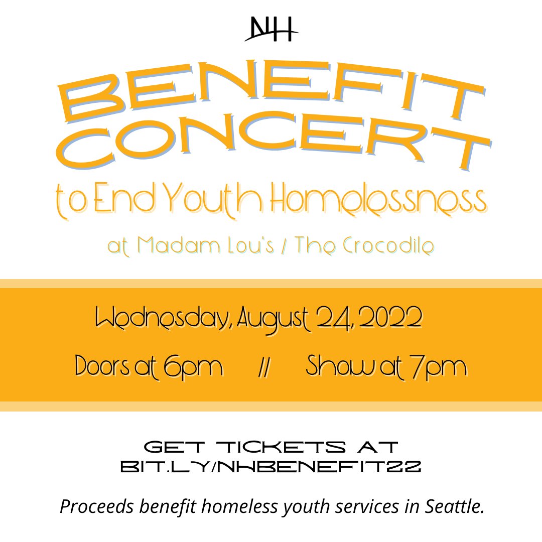 Join us for a night of local music in support of young people in our community who are experiencing homelessness! Just a few weeks away and tickets are limited - get yours at bit.ly/nhbenefit22. And bring your friends! Proceeds support our programming. 8/24 at 6pm!