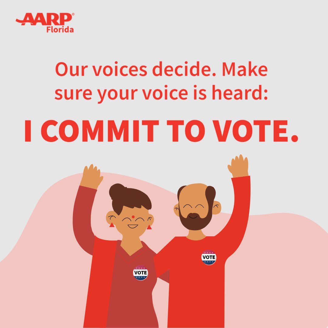 AARPFL's tweet photo. Commit today to be a Decider and let candidates know we need them to address the challenges facing people 50+. We vote and we’re #AARPStrong. Commit to vote: https://t.co/mbCL3pFIHZ https://t.co/nzWeExDBna