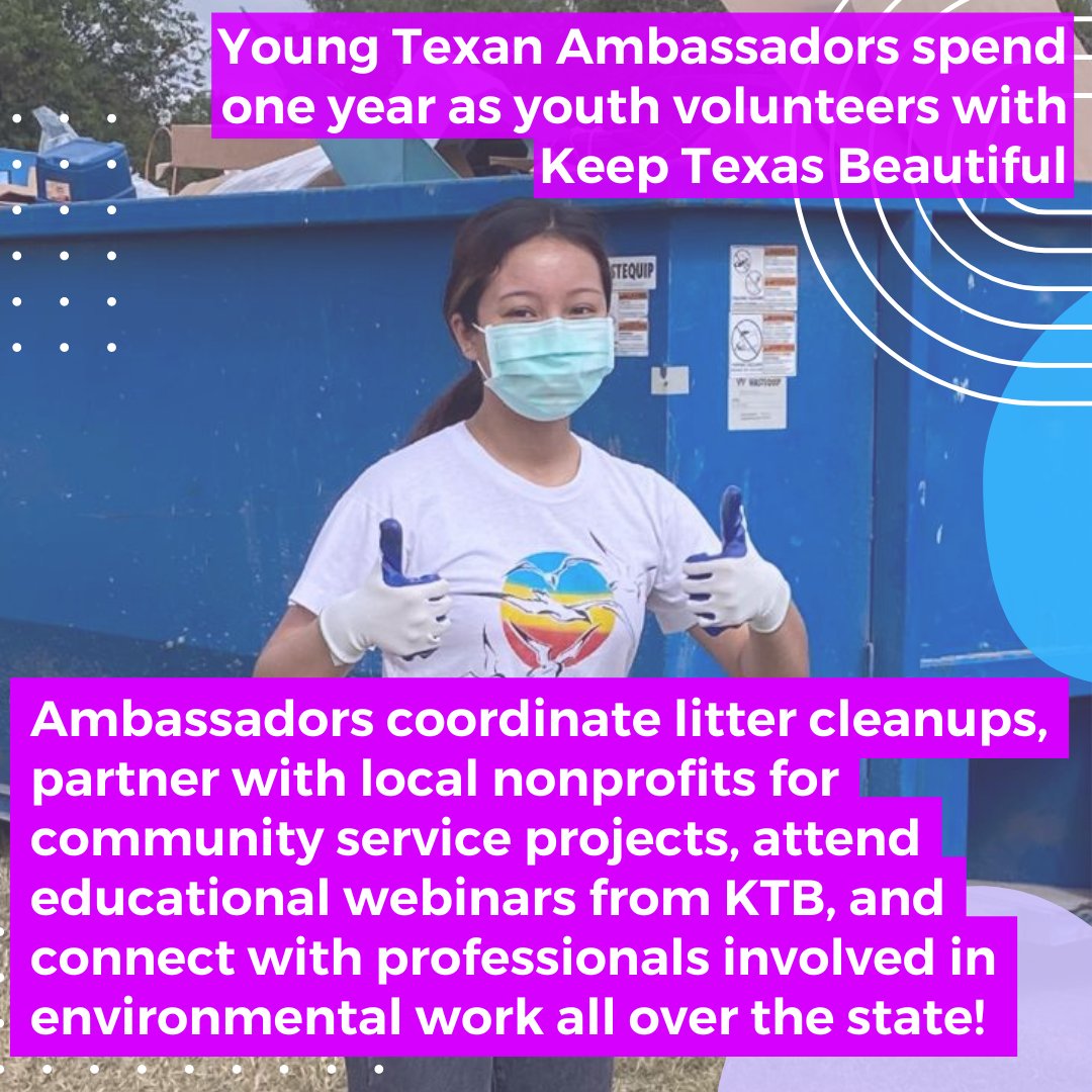 KeepTxBeautiful's tweet photo. Applications for Young Texan Ambassadors close on August 12th! If you know a young Texan passionate about environmental justice and with a desire to take action, send them the application link!
To apply visit: https://t.co/WyQE3qXKtK
-
#keeptxbeautiful #youthforclimate https://t.co/7UWVZsh1PR