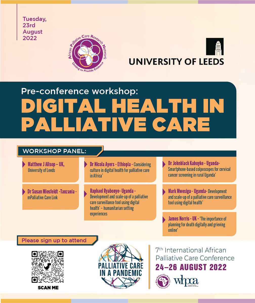 Book a place at the Digital Health workshop(virtual)at 7th #PalliativeCare Conference 23 Aug #hpmglobal #IAPCC <a href="/mrraj47/">M.R.Rajagopal</a> <a href="/stgemmashospice/">St Gemma's Hospice</a> <a href="/pallcarenigeria/">CPCN Nigeria</a> <a href="/CllrJaneDowson/">Cllr Jane Dowson</a> <a href="/hospicepharmacy/">Hospice Pharmacy Solutions</a> <a href="/dimagi/">dimagi</a> @gemmashospice <a href="/drgumms/">Samuel Guma</a> <a href="/daktari1/">Dr Githinji Gitahi, MBS</a> <a href="/DrTedros/">Tedros Adhanom Ghebreyesus</a> <a href="/WHOAFRO/">WHO African Region</a> <a href="/RegionWeek/">RegionWeek</a> <a href="/AORTIC_AFRICA/">AORTIC</a> <a href="/uicc/">Union for International #CancerControl</a>