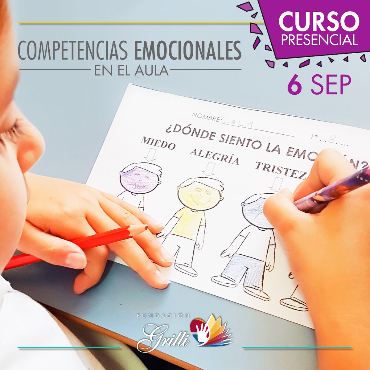 -COMPETENCIAS EMOCIONALES EN EL AULA-
Curso de Formación en Educación Emocional a través del Programa VEP (Visible Emotion Program)
PRESENCIAL-Fecha: 6/9/22. Informes: Wsapp:1159072247  informes@fundaciongrilli.org.ar
#Capacitación #educacionemocional #competencias #workshop