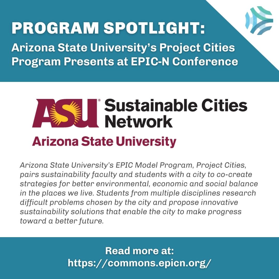 EPICNtweet's tweet photo. Program Spotlight: Arizona State University’s Project Cities Program Presents at EPIC-N Conference
Read more: https://t.co/UyKVIrR3r5
#epicn #epicnetwork #programspotlight #asu #projectcitiesaz #epicprograms #EpicModel @ProjectCitiesAZ https://t.co/F1nrREtA1V