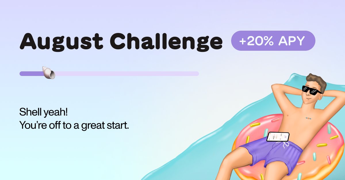 donutapp's tweet photo. Week 1 of the August Challenge is in the books, congrats to all you supersavers! 

Next up? 

+20% at month's end. https://t.co/EUK26wBixR