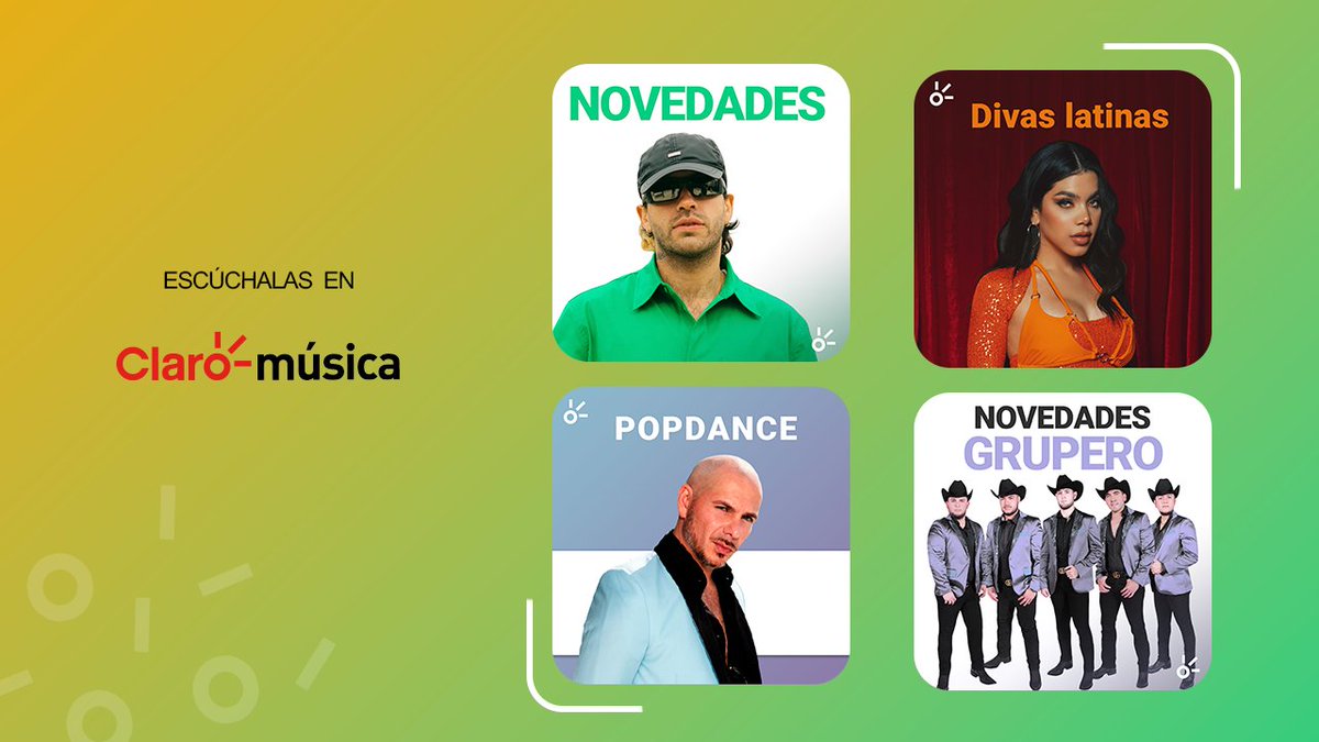 ¡Descubre las novedades de la semana y escúchalas en #Claromúsica! 🎧🔥

Novedades (<a href="/feid/">suena</a>): ow.ly/JNwJ50G3wFs
Divas Latinas (<a href="/keniaos/">NINI</a>): ow.ly/ZLfq50GotJ1
PopDance (<a href="/pitbull/">Pitbull</a>): ow.ly/KlrJ50FQC0k
Novedades Grupero (<a href="/Calibre50/">Calibre 50</a>): ow.ly/cwyN50G3wR8